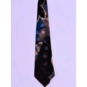 Florence & X inc. Men's Woven Tie Black/Teal/Purple Abstract Geometric Pattern